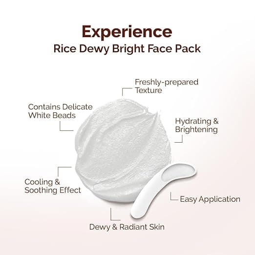 Mamaearth Rice Dewy Bright Face Pack with Rice Water & Niacinamide For Glass Skin 200g 3