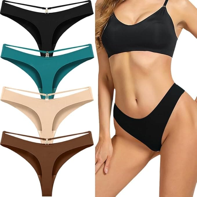  Women's Underwear Seamless Thongs 3 Pack No Show Thong Breathable Invisibles Hollow Out Sexy Panties Underwear 2