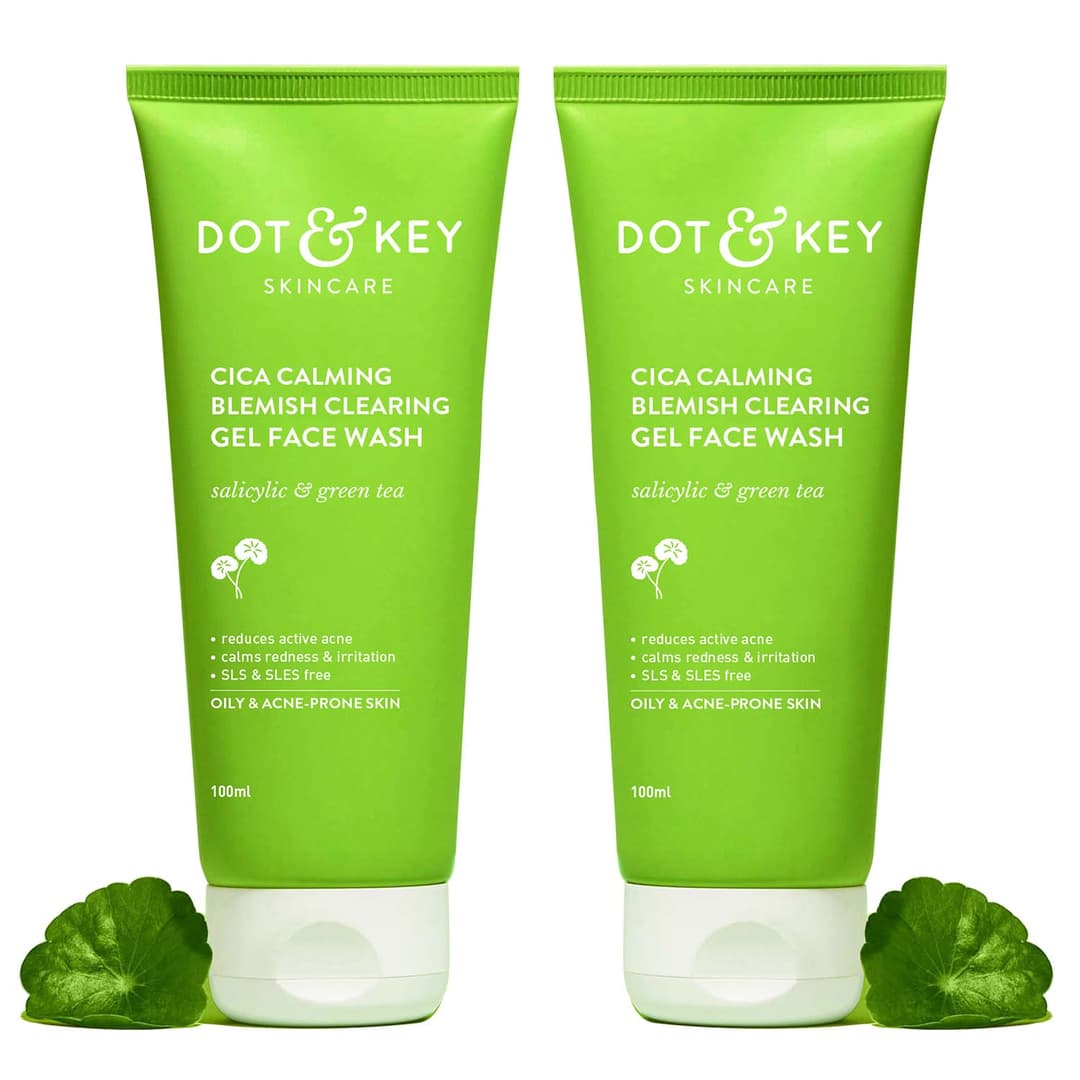 Dot & Key Cica 2 Salicylic Acid Face Wash for Oily, Acne Prone Skin, With Green Tea I Acne Clearing Sulphate Free Face Wash for Men & Women (200ml) | Pack of 2
