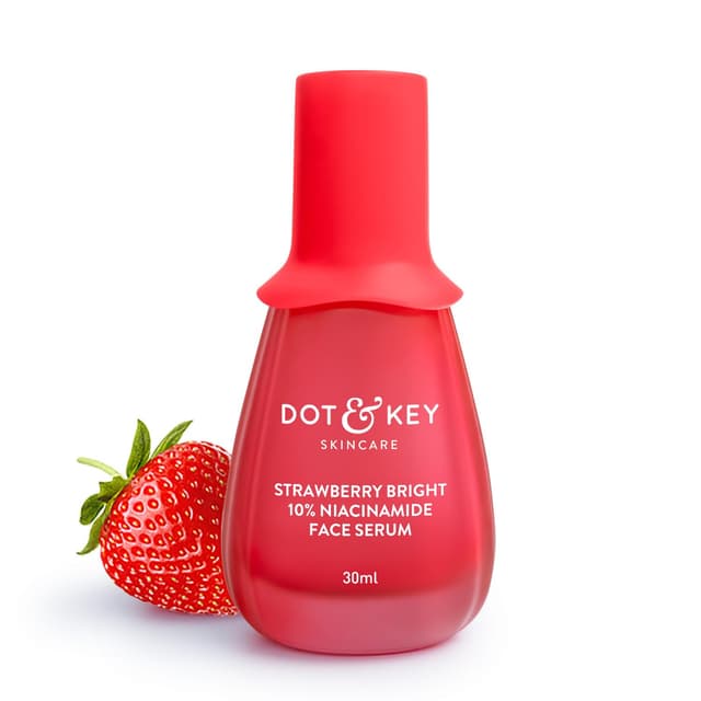 DOT & KEY 10% Niacinamide + Strawberry Brightening Face Serum with Vitamin B12 & Hyaluronic|Fades Dark Spots & Pigmentation,Treats Dullness|Instantly Hydrates & Smoothes Skin, Minimises Pores | 30ml