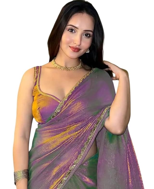 Women's Soft Fandy Silk Saree With Hand Work Lace Boarder & With Unstitched Blouse