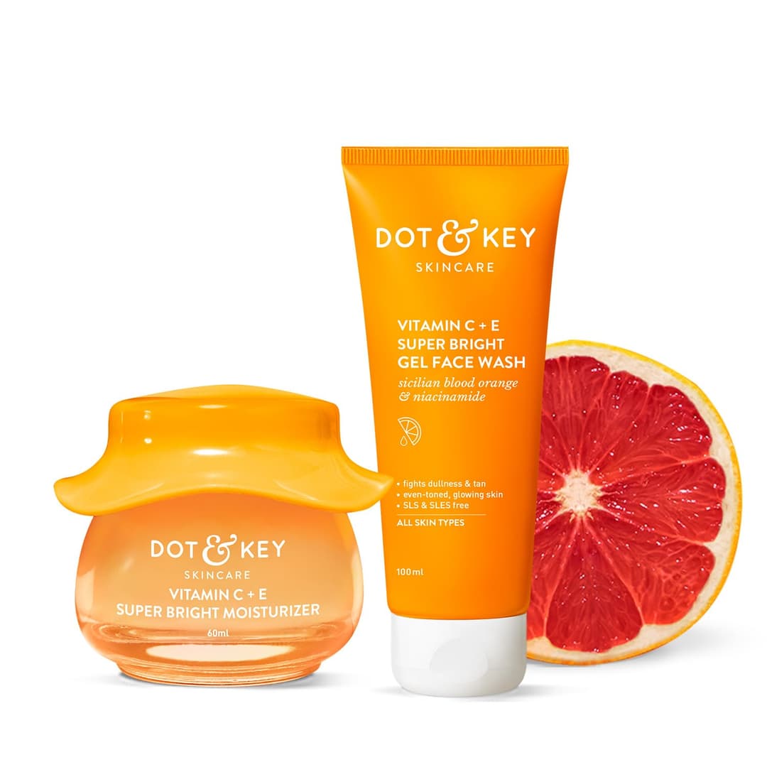 Dot & Key Vitamin C Daily Glow Boosting Skincare Combo (Moisturizer 60ml & Face Wash) | For Glowing Skin | All Skin Types | For Women & Men