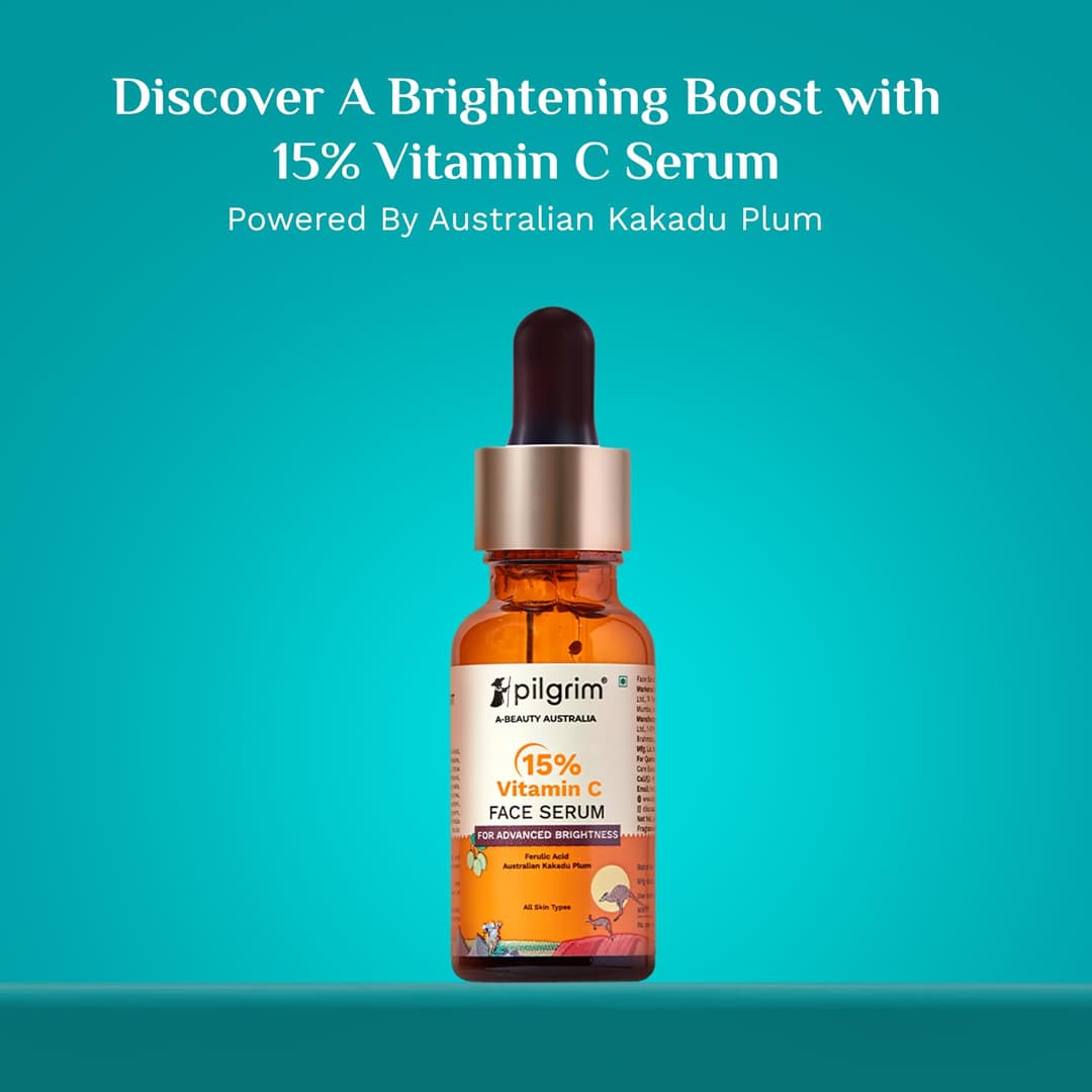 Pilgrim 15% Vitamin C Serum 20ml For Glowing Skin | Advanced Formulation With Ferulic Acid & Vitamin E |Reduces Dark Spots, Pigmentation |For All, Oily, Combination, Normal Skin |Men, Women 2