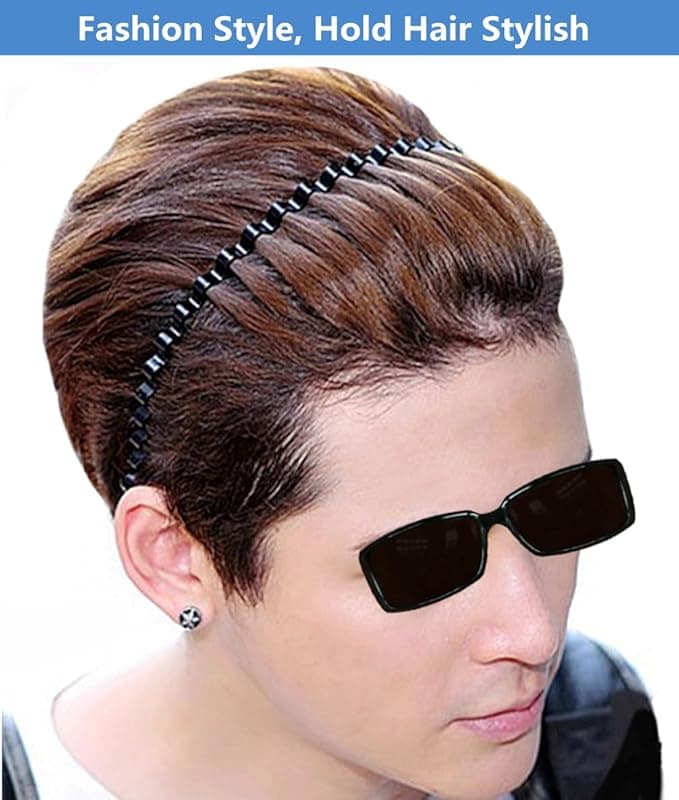 2 Pcs Metal Headband for Boys Men, Unisex Hair Band Headbands, Hair Band 3