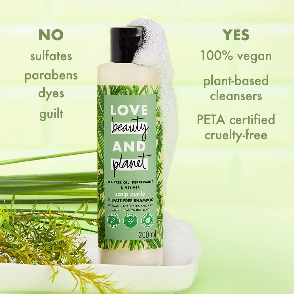 Love Beauty & Planet Tea Tree, Peppermint and Vetiver Sulfate Free Purifying Shampoo - 200ml 2