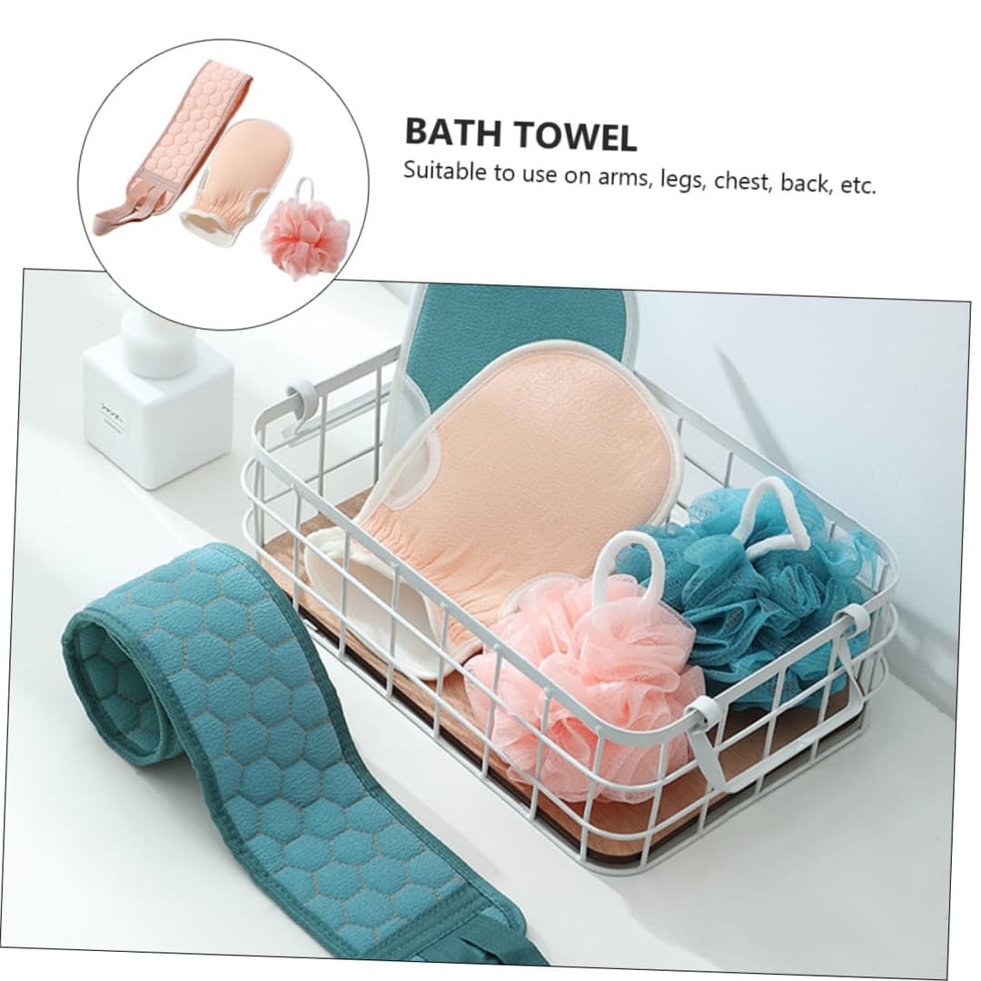 3-in-1 Exfoliating Bath Set – Back Scrubber, Bath Glove Mitt, and Shower Loofah Ball" 4