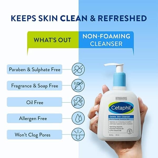Cetaphil Gentle Skin Cleanser for Dry to Normal - 250 ml, Best Face Wash by Cetaphil for Sensitive Skin 3