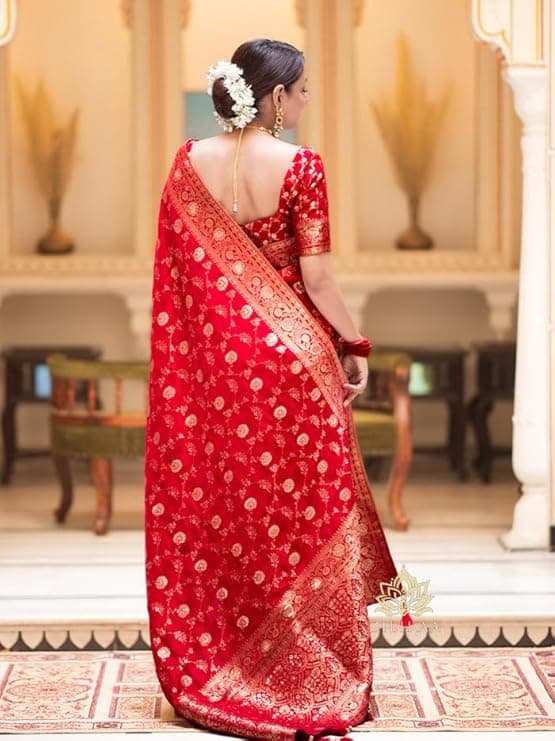 Women's Pure Kanjivaram Soft Silk Saree Banarasi Style Sarees For Wedding With Blouse Piece 1