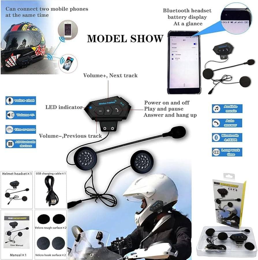 BT12 On-Ear Helmet Wireless Earphone Bluetooth Calling and Music with Mic 2