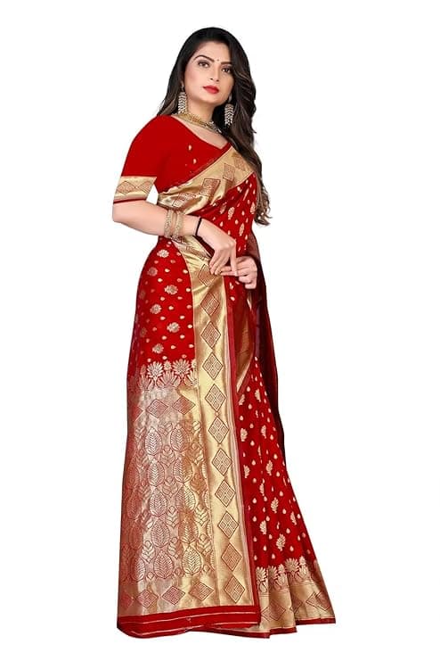 Women's Banarasi Saree Pure Kanjivaram Silk Saree Soft new ladies 2023 Design Wear Pattu Sarees Latest Cotton Party Sari collections With Blouse Piece for Wedding sadi 1