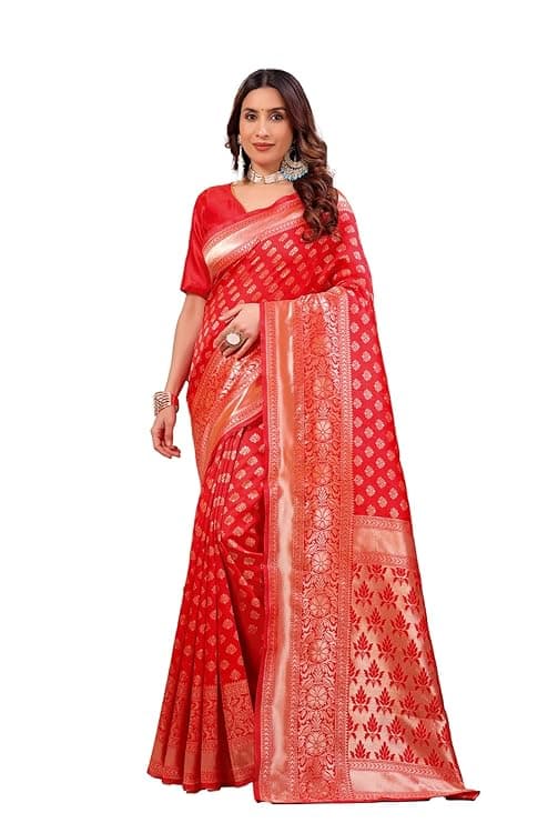 Banarasi Art Silk Knajivaram Traditional Ethnic Saree for Women with Blouse Piece | Perfect for Bridal Collection, Gifting, and Grand Occasions
