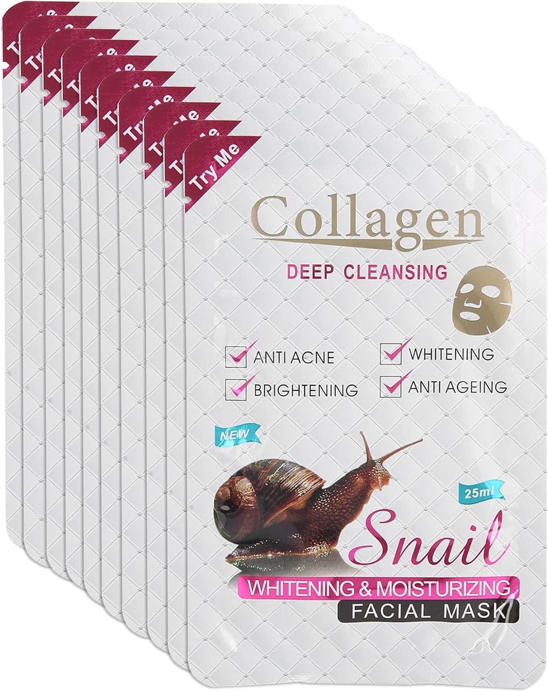  Collagen Snail Deep Cleansing Facial Mask, 2Pcs 2