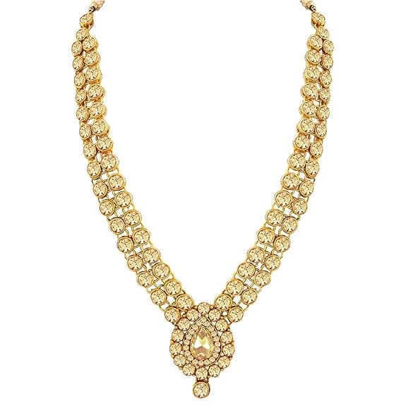 Peora American Diamond Gold Plated Jewellery Set with Maang Tikka for Women 3