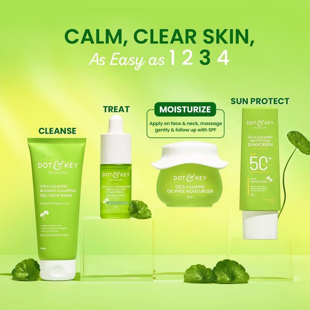 Dot & Key Niacinamide & Cica(Centella)Oil-Free Face Moisturizer for Calm,Acne Free Hydrated Skin|Fades Acne Scar & Dark Spots,Soothes Redness & Irritation|For Oily,Acne Prone & Sensitive Skin|60ml Jar 4