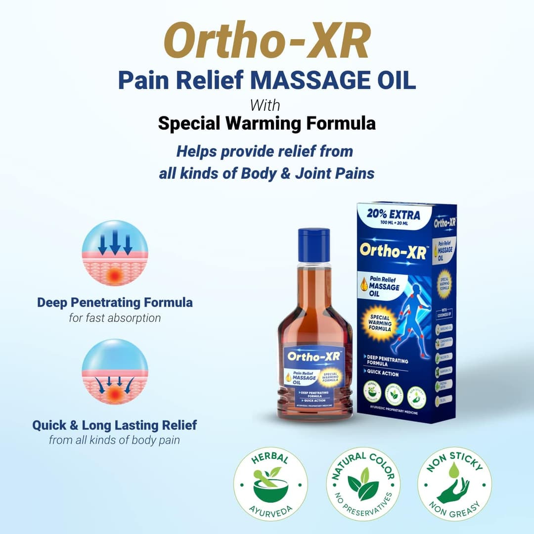 Ortho-XR Pain Relief Massage Oil 120ml (Pack of 1) with Special Warming Formula For Quick & Long Relief, Product For Legs 1