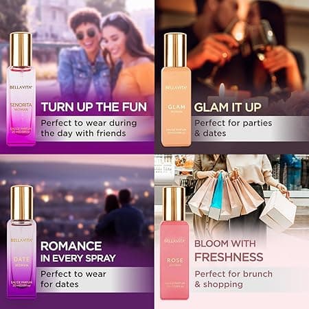Bella Vita Luxury Perfume Set for Women | Perfume for Woman | Gifts for Woman | Long Lasting EDP 4x20ml | Floral & Fruity Fragrance | Date, Senorita, Glam, Rose 2