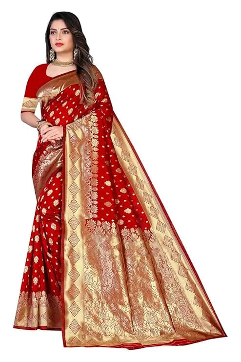 Women's Banarasi Saree Pure Kanjivaram Silk Saree Soft new ladies 2023 Design Wear Pattu Sarees Latest Cotton Party Sari collections With Blouse Piece for Wedding sadi