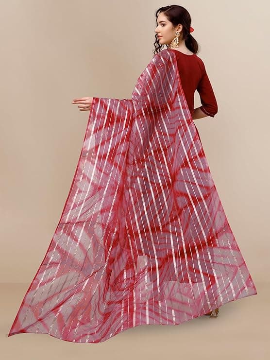 Women's Cotton Silk Embroidered A-line Front Slit Kurta Palazzo & Organza Dupatta Set 2