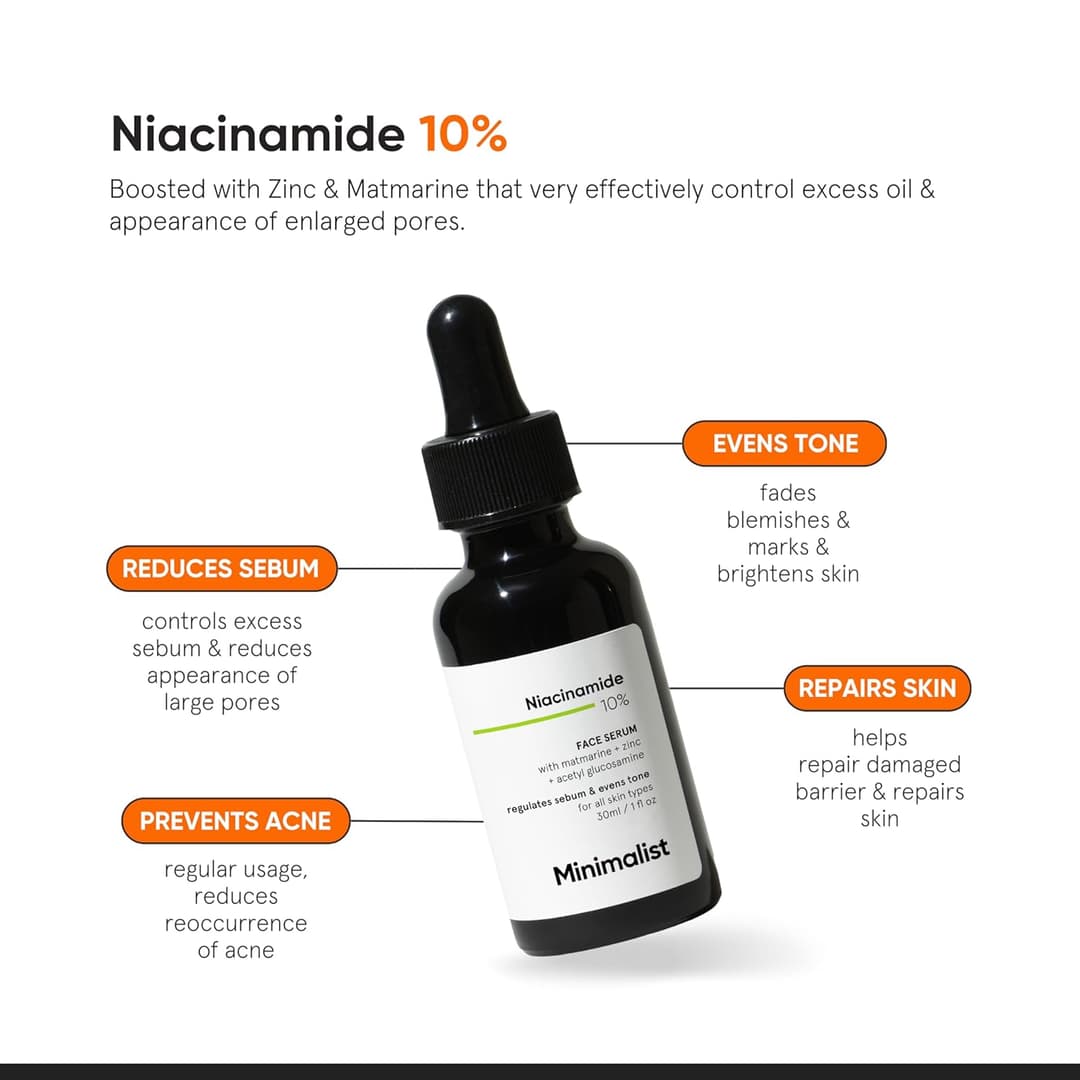 Minimalist 10% Niacinamide Face Serum for Acne Marks, Blemishes & Oil Balancing with Zinc 30ml 1