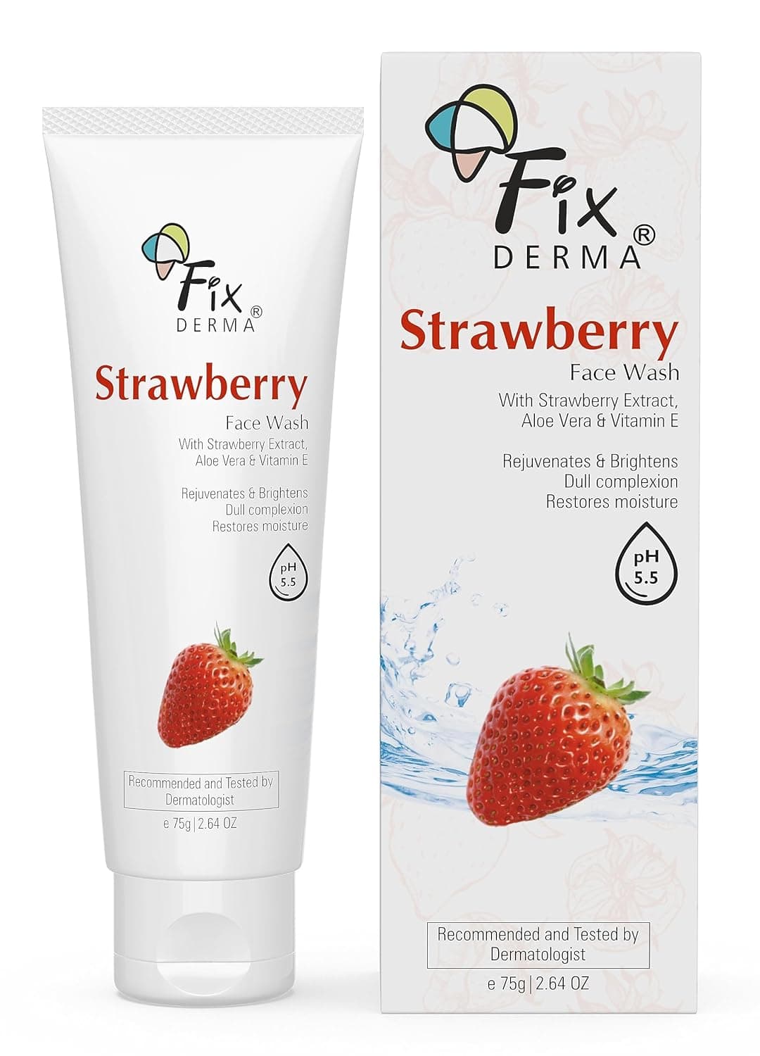FlXDERMA Strawberry Face Wash with Vitamin E & Strawberry Extract (75g) Ratings 1