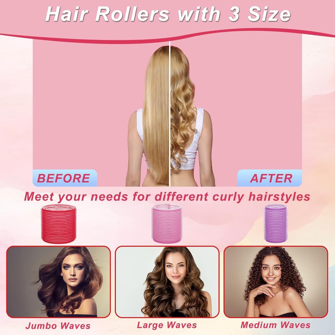 multi-colored 6 Pcscself-grip velcro hair rollers With 3pcs hair clips 4