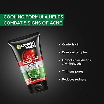 Garnier Men Acno Fight Anti Pimple Face Wash, Anti Pimple Face Wash with Salicylic Acid and Herba Repair, Suitable for all Skin Types, 150g 3