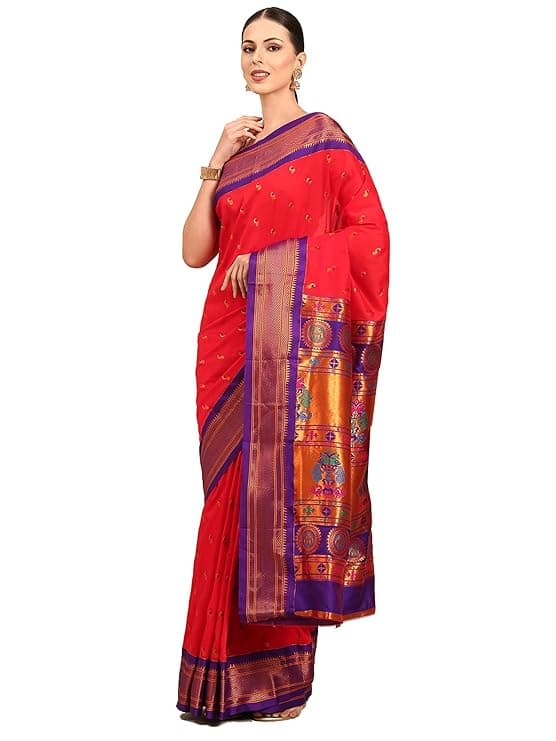 Sarees Women's Kadiyal Soft Silk Fancy Pallu Paithani Saree With Blouse Piece 2