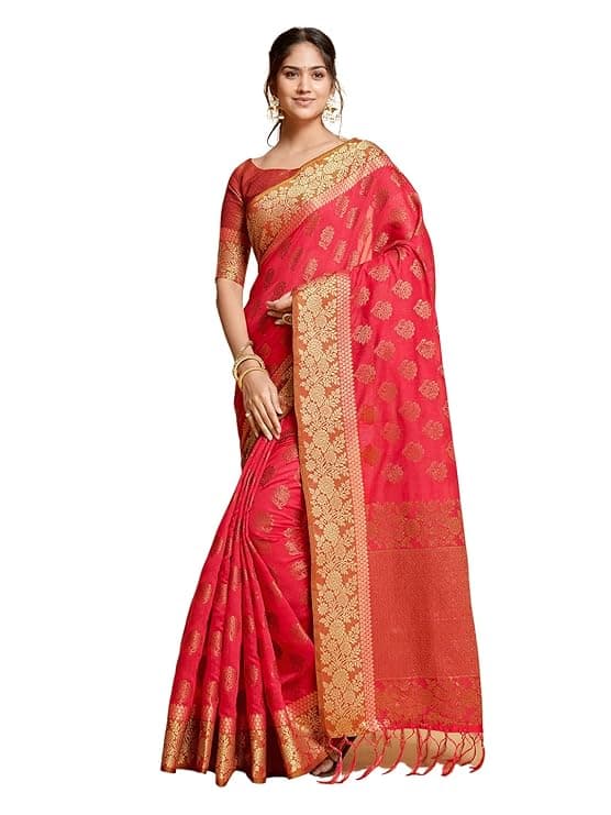 Women's Chanderi Cotton Silk Saree with Blouse Piece