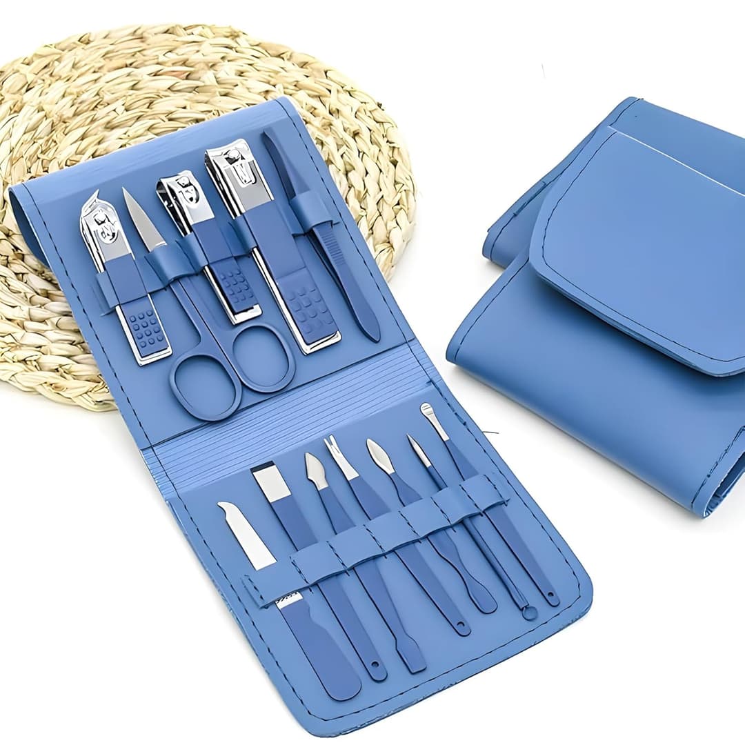12 In 1 Professional Manicure Pedicure Kit Luxury Nail Grooming Set With Designer Leather Case 2