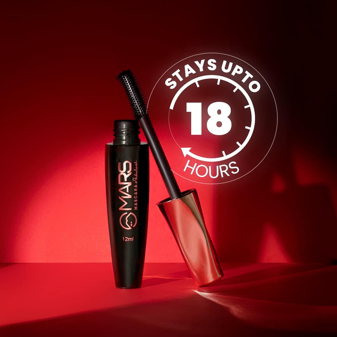 MARS Fabulash Volumising Mascara | Up to 18 Hours Stay | Waterproof with Intense Jet Black Color (12ml) (Black) 3