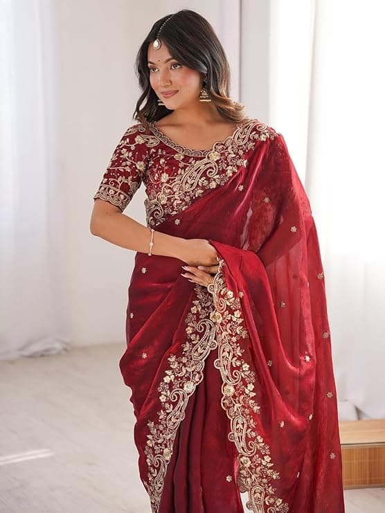 Jari Work Saree Fendy Havy work  1