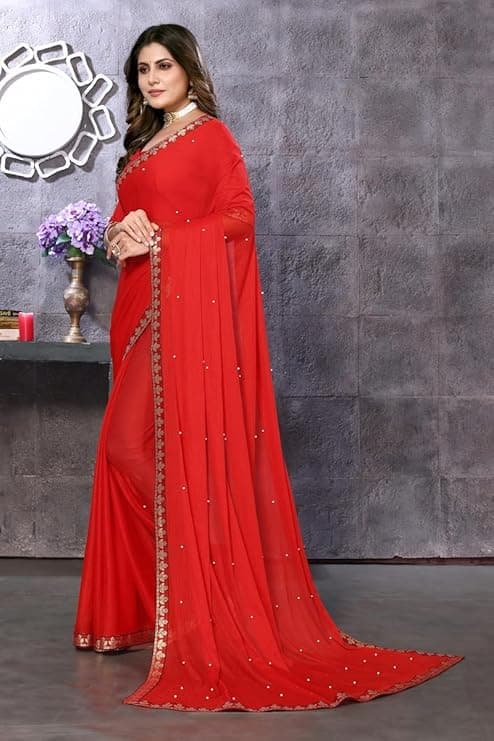 Womens Lycra Blend Saree 4