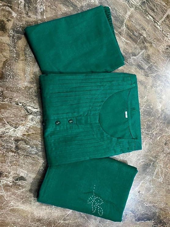  Women's Cotton Embroidery Floral Printed Long Straight Kurti with Pant and Dupatta Set 3