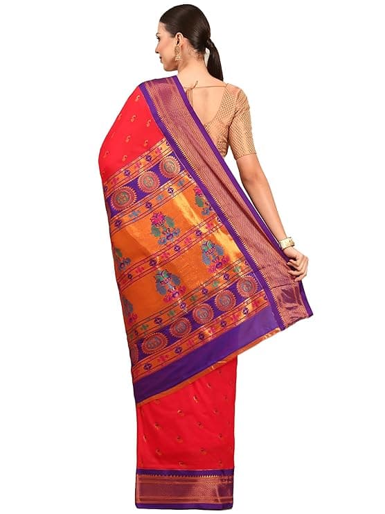 Sarees Women's Kadiyal Soft Silk Fancy Pallu Paithani Saree With Blouse Piece 3