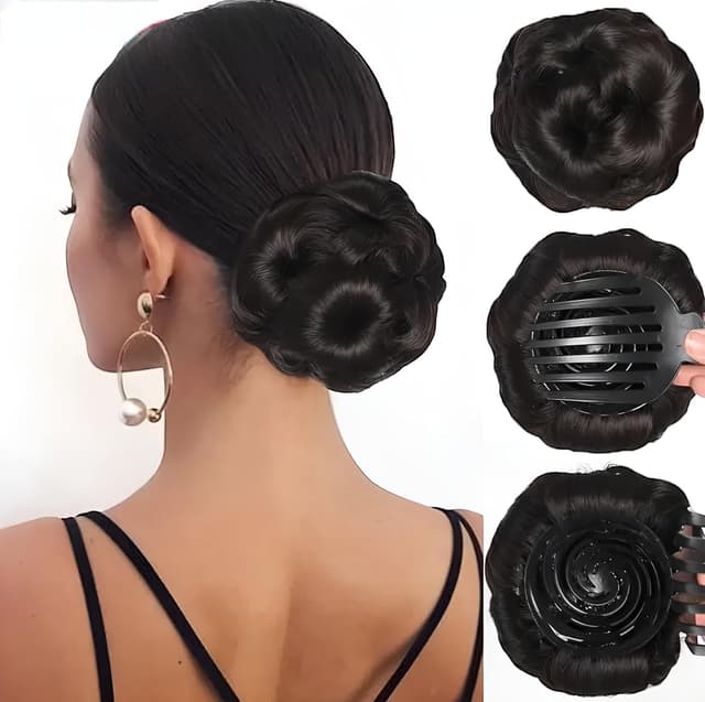 Elegant Rose Flower Bun Synthetic Hair Extension Chignon