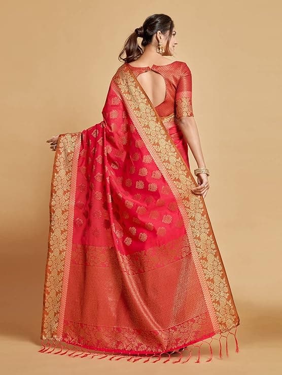 Women's Chanderi Cotton Silk Saree with Blouse Piece 1