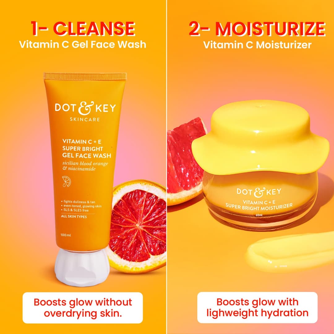 Dot & Key Vitamin C Daily Glow Boosting Skincare Combo (Moisturizer 60ml & Face Wash) | For Glowing Skin | All Skin Types | For Women & Men 2