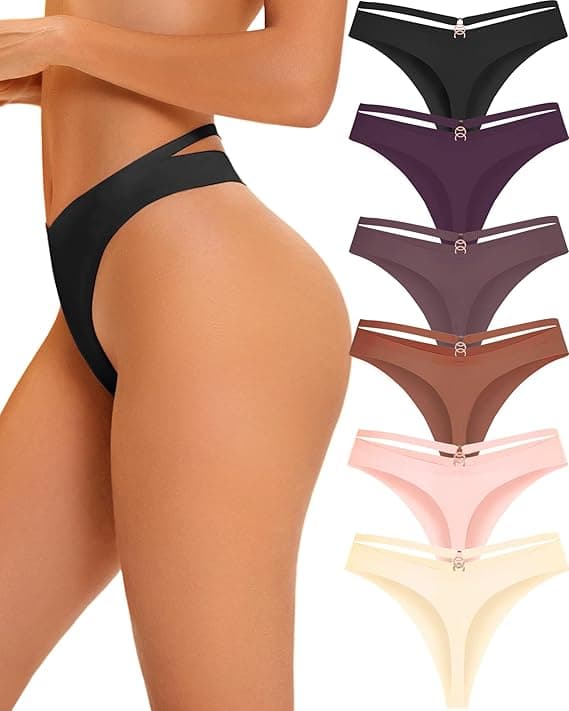  Women's Underwear Seamless Thongs 3 Pack No Show Thong Breathable Invisibles Hollow Out Sexy Panties Underwear