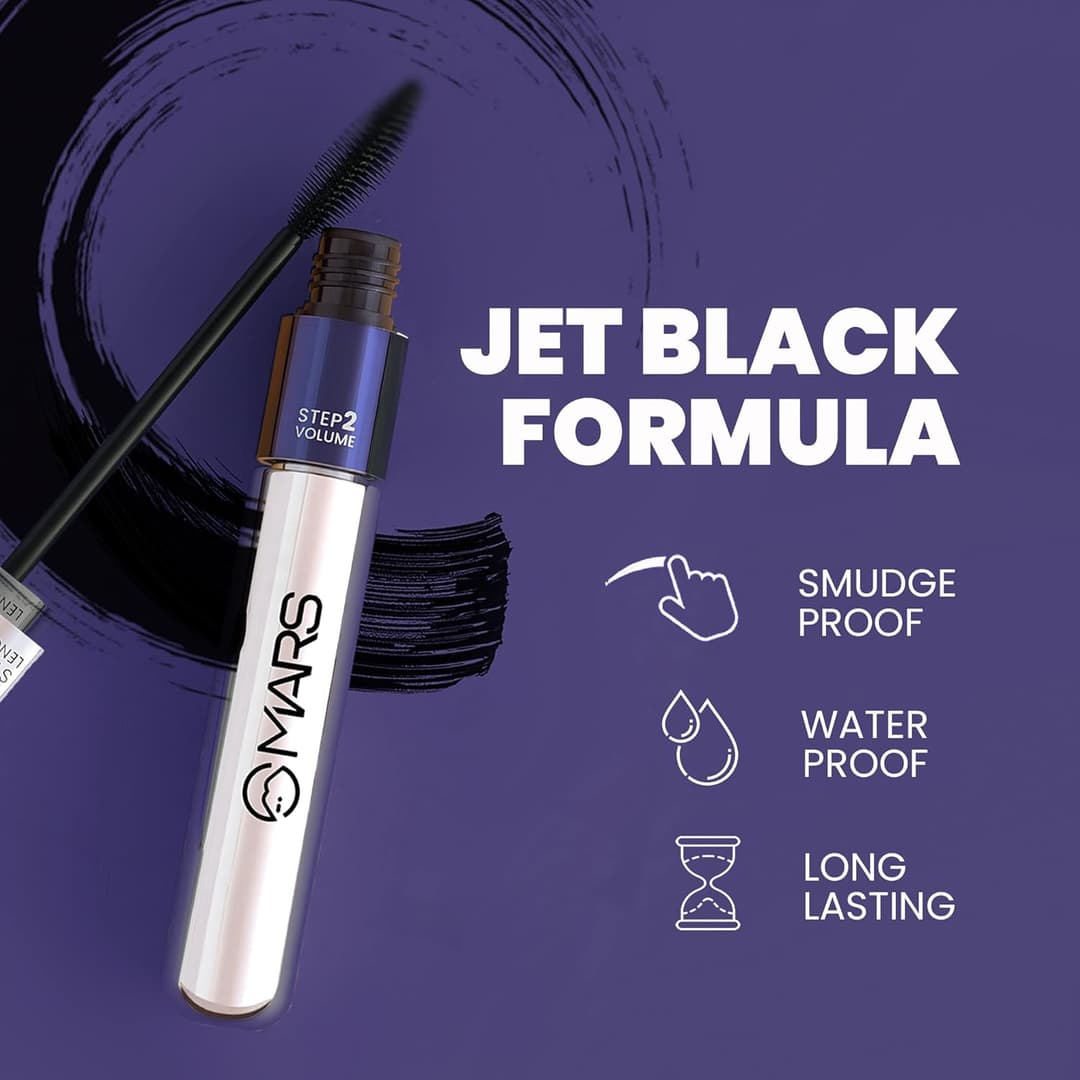 MARS Double Trouble Volumizing and Lengthening Mascara | 2-in-1 Mascara for Women | Long Lasting (15 ml) (Black) 1