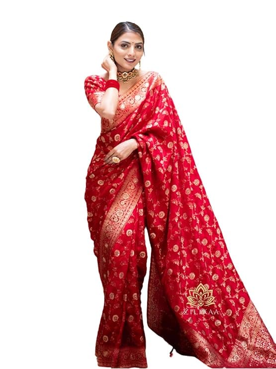 Women's Pure Kanjivaram Soft Silk Saree Banarasi Style Sarees For Wedding With Blouse Piece