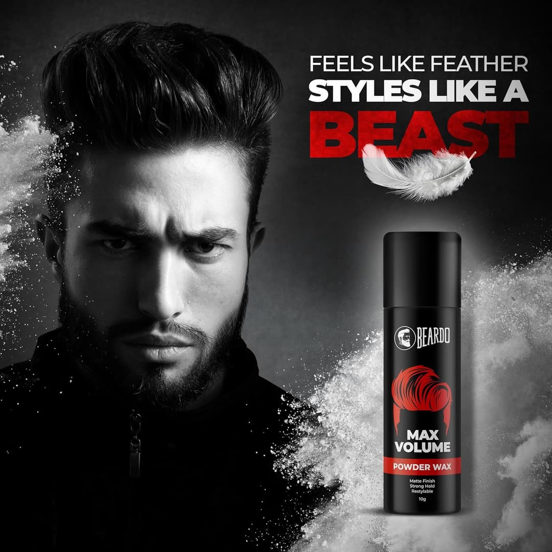 Beardo Max Volume Powder Wax 10 gm | Matte Finish | Strong Hold | Restylable | Hair Styling Wax | Hair Wax Powder For Men 3