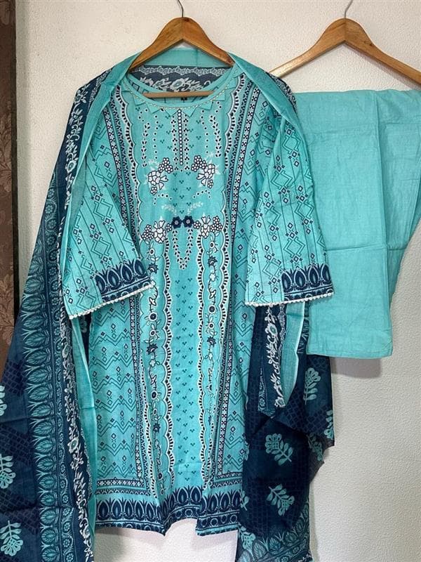 kurti set for women blue hand work 1