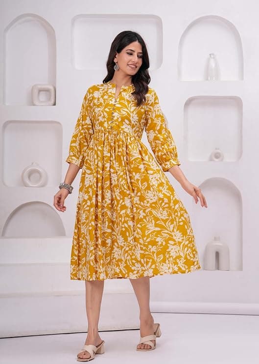 Women's Pure Cotton Floral Printed Midi Dress