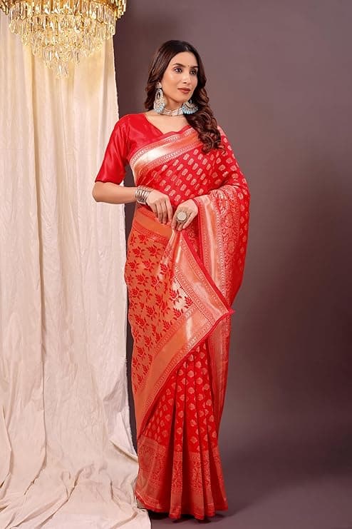 Banarasi Art Silk Knajivaram Traditional Ethnic Saree for Women with Blouse Piece | Perfect for Bridal Collection, Gifting, and Grand Occasions 5