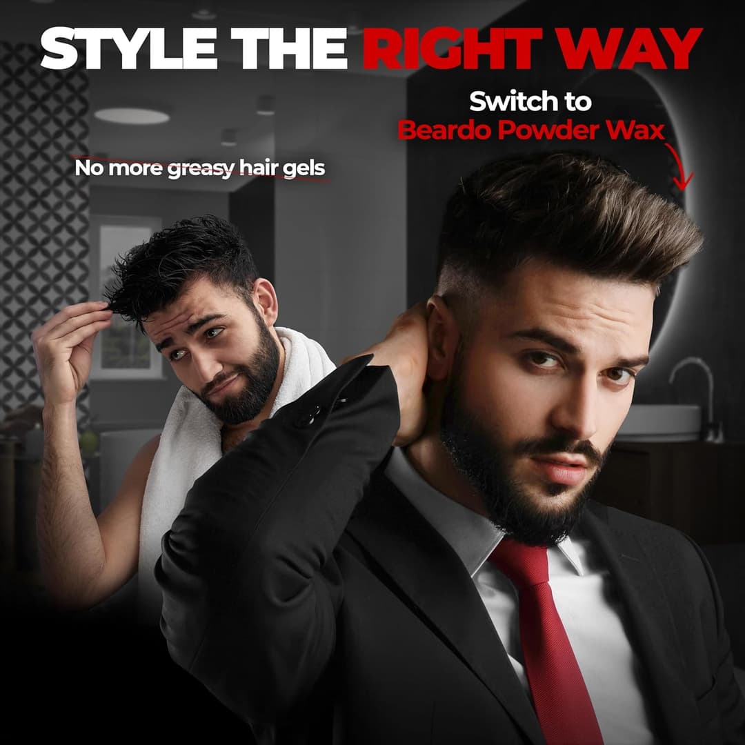 Beardo Max Volume Powder Wax 10 gm | Matte Finish | Strong Hold | Restylable | Hair Styling Wax | Hair Wax Powder For Men 4