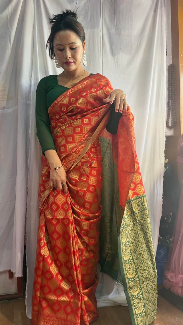 Menuka Saree Ethnic Motifs Zari Silk Blend Heavy Work Saree