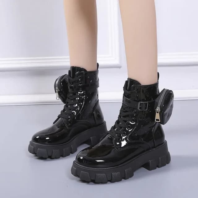 2024 Luxurious Ankle Boot Lace Up Short Boots Platform Shoes Of Women Pocket Bare Boots