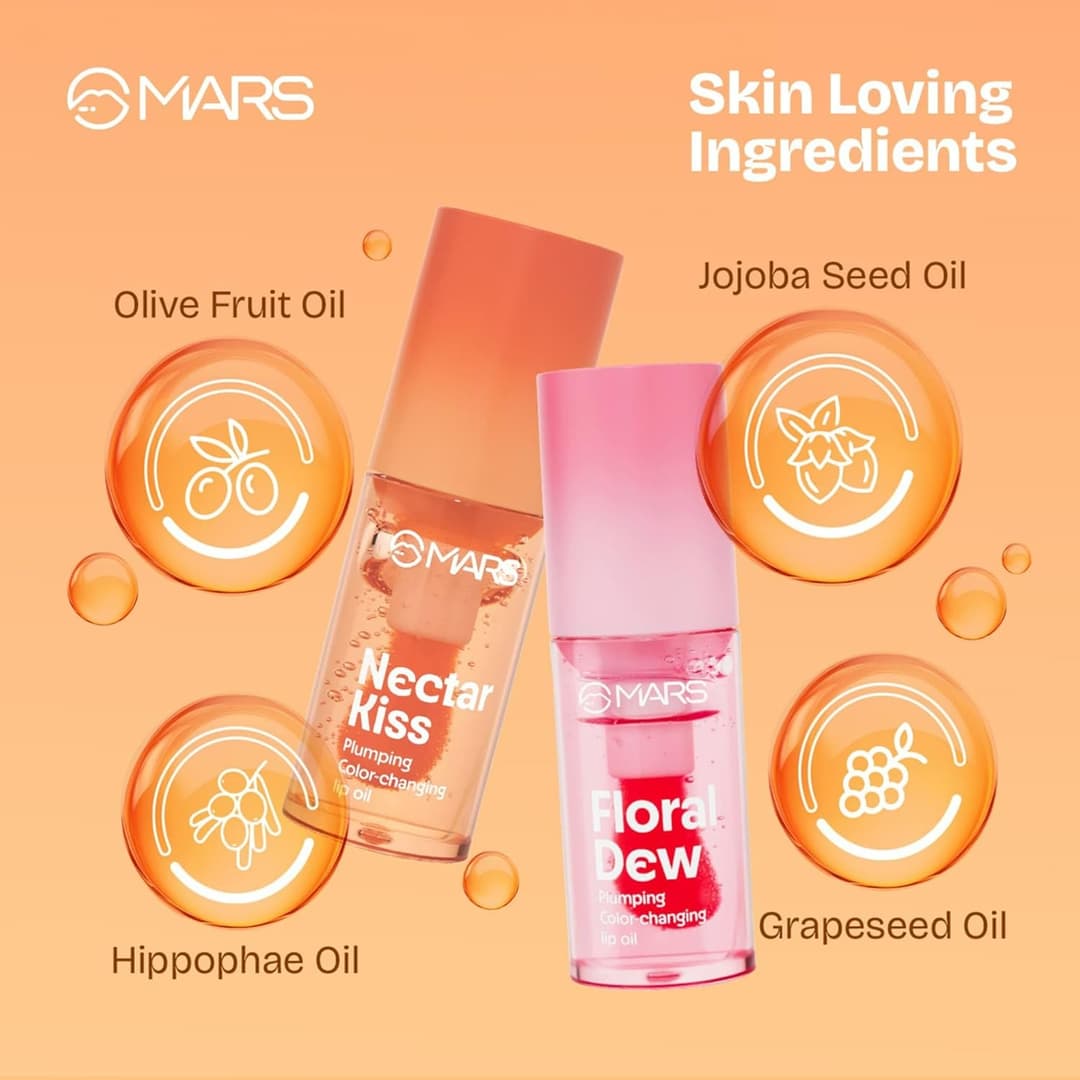 Allure Cosmetics MARS Plumping Color Changing Lip Oil | 4.8ml | With Fat Applicator | Skin Nourishing Ingredients - Olive Fruit Oil, Jojoba Oil | Hydrating & Moisturising | Plumping Effect - By Allure Comsetics 2