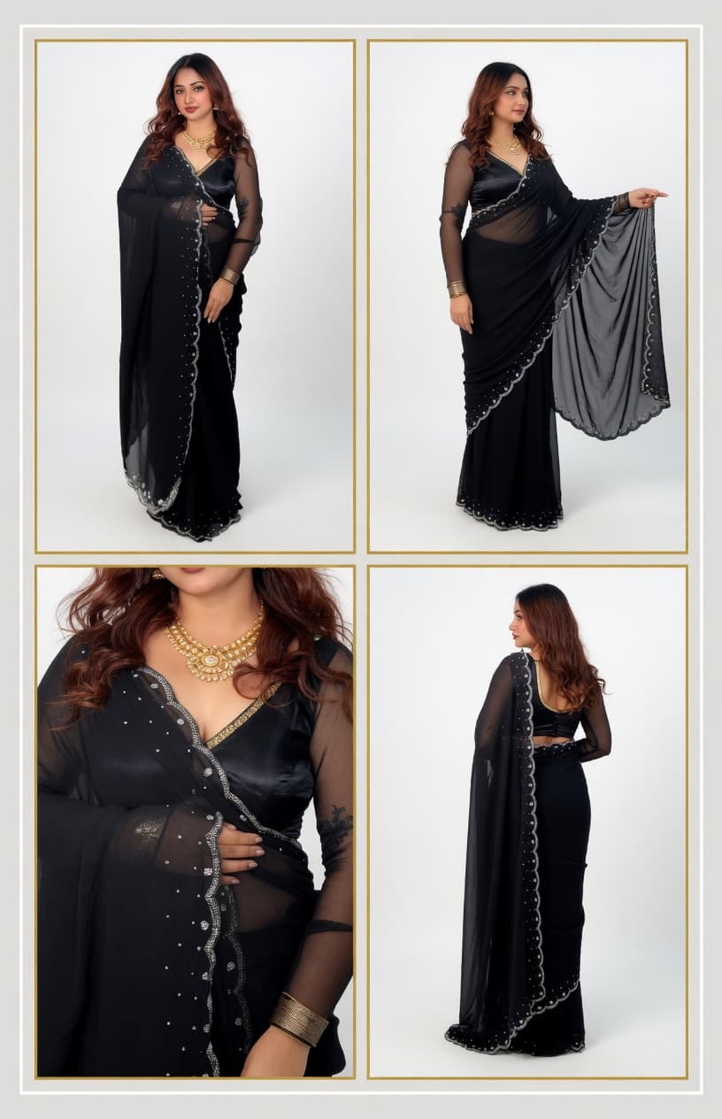 Embellished Embroidered Bollywood Jimmy Jimmy Black 5