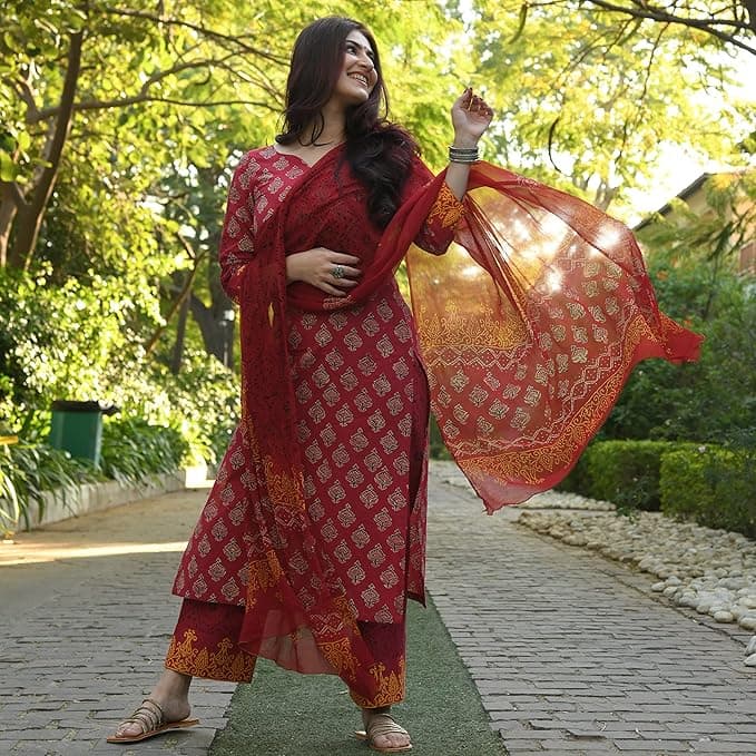 Women Viscose Printed Kurta Pant With Dupatta 1